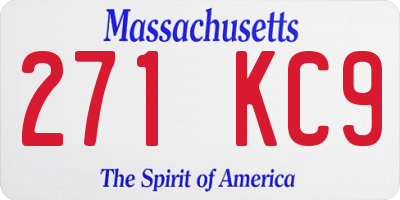 MA license plate 271KC9