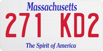 MA license plate 271KD2