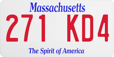 MA license plate 271KD4