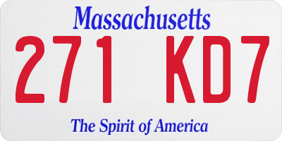 MA license plate 271KD7