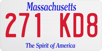 MA license plate 271KD8