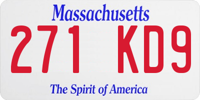 MA license plate 271KD9