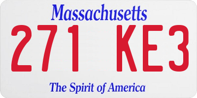 MA license plate 271KE3