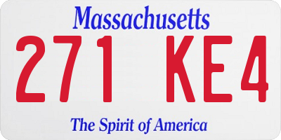 MA license plate 271KE4