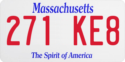 MA license plate 271KE8