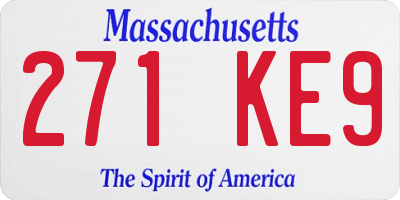 MA license plate 271KE9