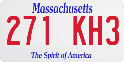 MA license plate 271KH3