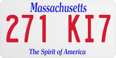 MA license plate 271KI7