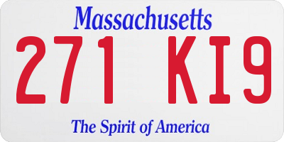 MA license plate 271KI9