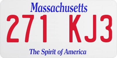 MA license plate 271KJ3