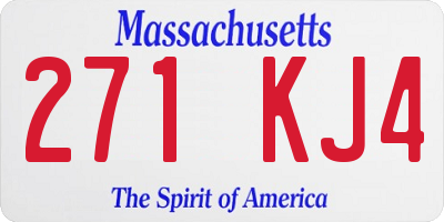 MA license plate 271KJ4