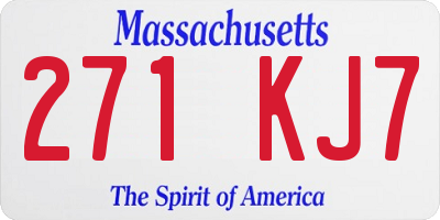 MA license plate 271KJ7