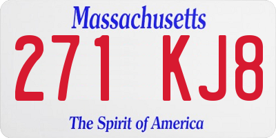 MA license plate 271KJ8