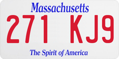 MA license plate 271KJ9