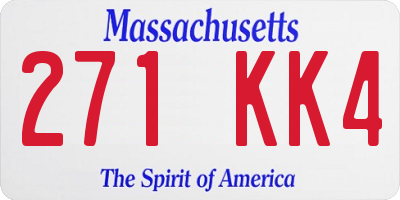MA license plate 271KK4