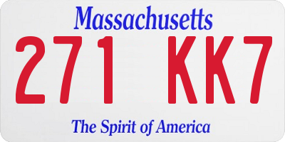 MA license plate 271KK7