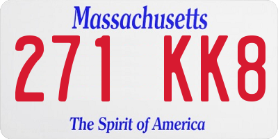 MA license plate 271KK8