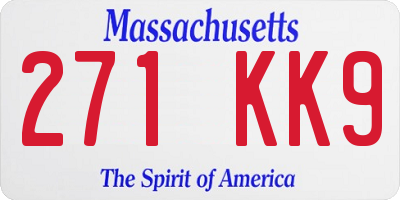 MA license plate 271KK9