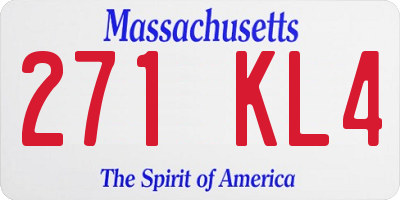 MA license plate 271KL4
