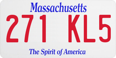 MA license plate 271KL5