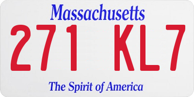 MA license plate 271KL7