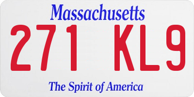 MA license plate 271KL9