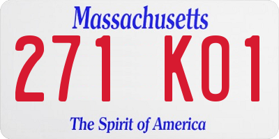MA license plate 271KO1