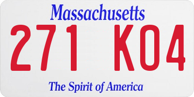 MA license plate 271KO4