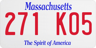MA license plate 271KO5
