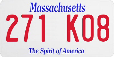 MA license plate 271KO8