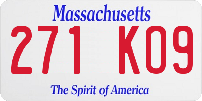 MA license plate 271KO9