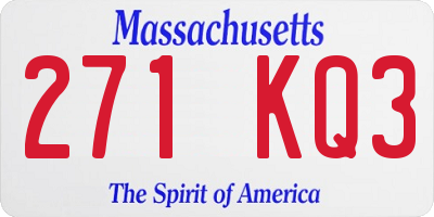 MA license plate 271KQ3