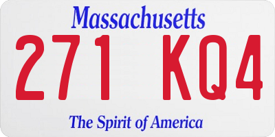 MA license plate 271KQ4