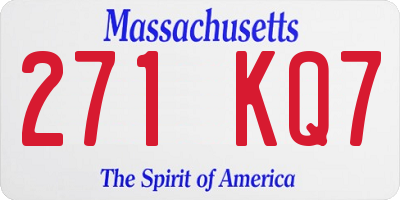 MA license plate 271KQ7