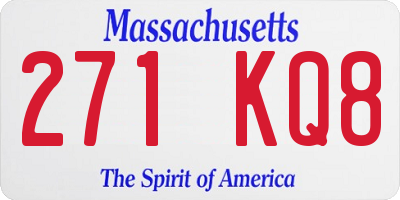 MA license plate 271KQ8