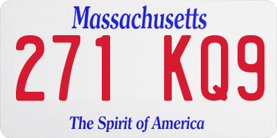 MA license plate 271KQ9