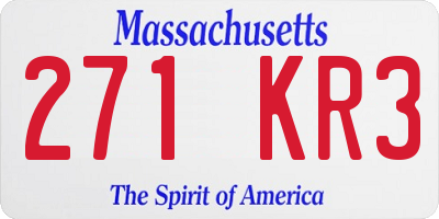 MA license plate 271KR3