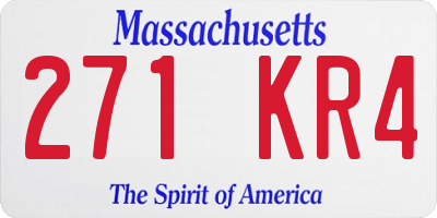 MA license plate 271KR4