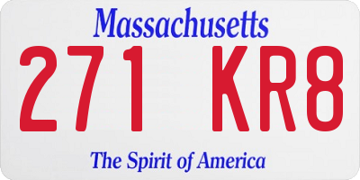 MA license plate 271KR8