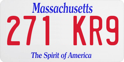 MA license plate 271KR9