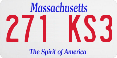 MA license plate 271KS3