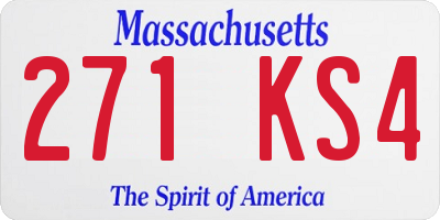 MA license plate 271KS4