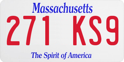 MA license plate 271KS9