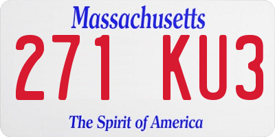 MA license plate 271KU3
