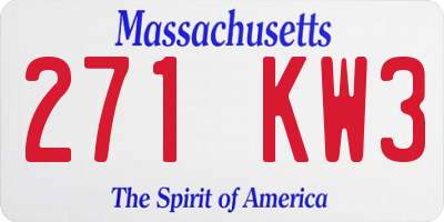 MA license plate 271KW3