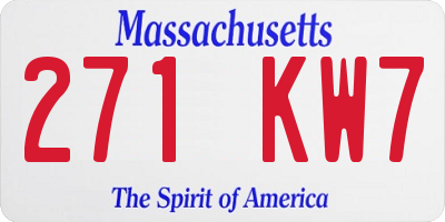 MA license plate 271KW7