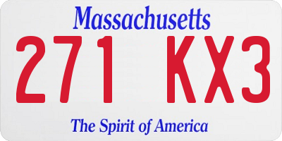 MA license plate 271KX3
