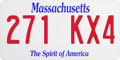 MA license plate 271KX4