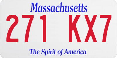 MA license plate 271KX7