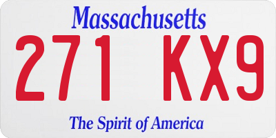 MA license plate 271KX9